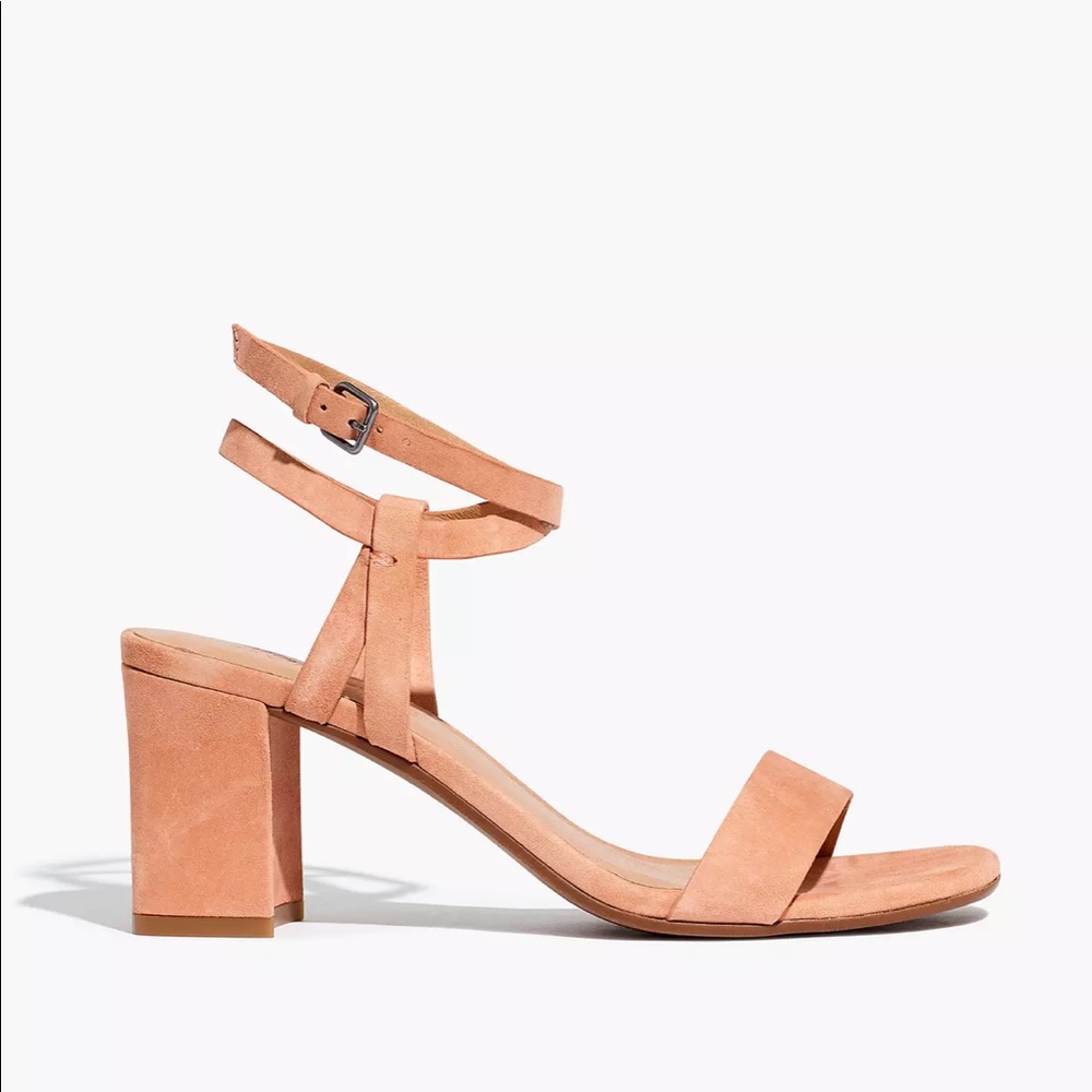 Madewell Loli ankle-strap sandal in pink clay suede
